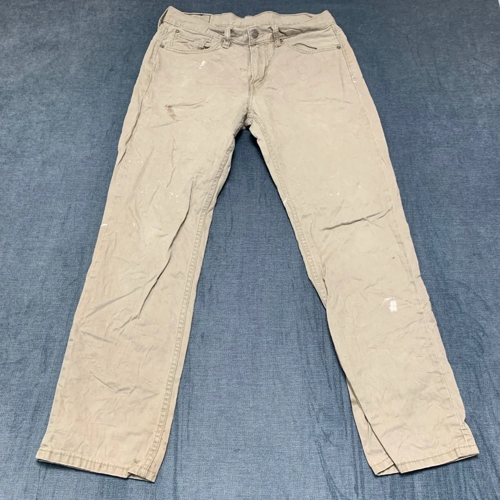 Levi's 514 Jeans Mens 32x30 Beige Denim Cotton Stretch Regular Fit Straight Leg
